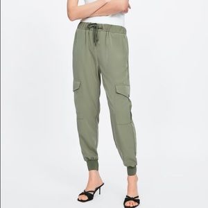 Zara Green satin joggers
